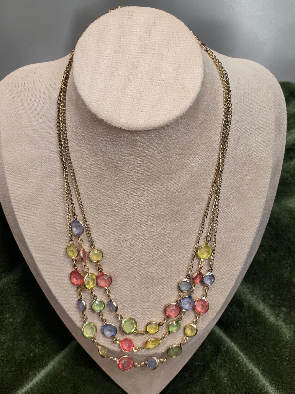 Liz Claiborne Layered Necklace with Multi Colored Stones